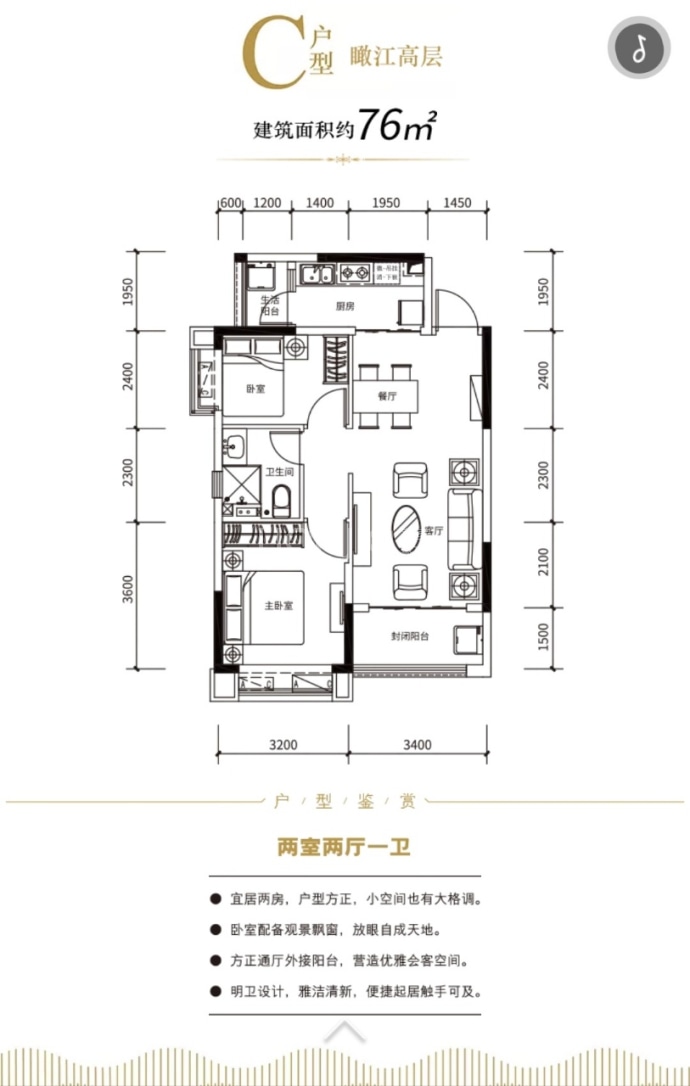 万州恒大御景半岛--建面 76m²