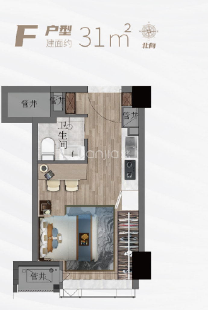 鸿顺世纪城-鸿顺云墅1室1厅1卫户型图