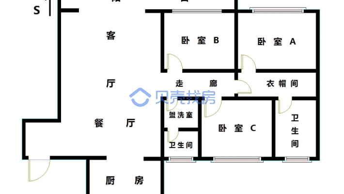 吾悦和府 3室2厅 南-户型图