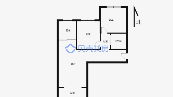 好房出售喀什东路金鑫花园98平米两室两厅一厨一卫-户型图