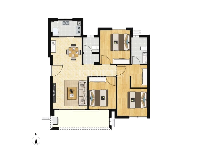 恒荣蓝泽悦滨江--建面 95m²