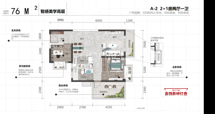悦桂旭辉·福弈和庭--建面 76m²