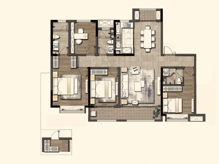 高铁城4室2厅3卫户型图