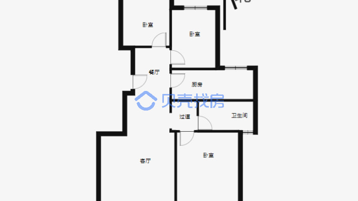 汉唐天下北区 3室1厅 南 北-户型图