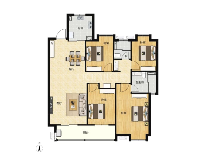 平安璟园4室2厅2卫户型图