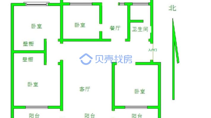 百花新村社区 4室2厅 南 北-户型图