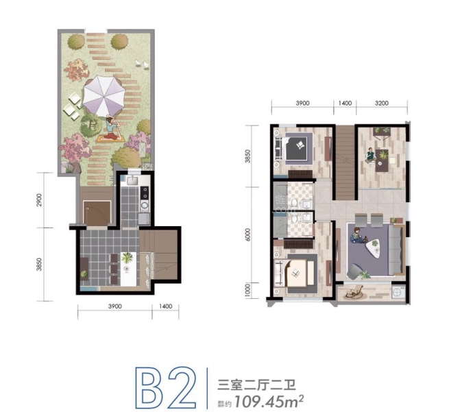 远洋蔚蓝海岸--建面 109.45m²