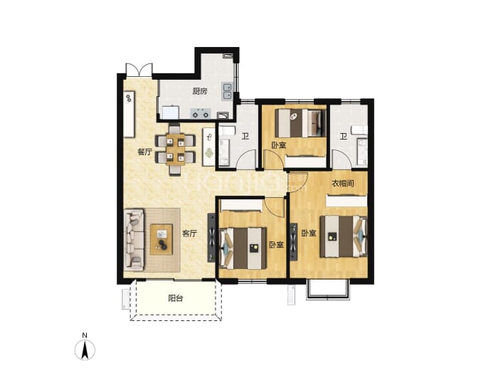 宝鸡高新大都荟--建面 107m²