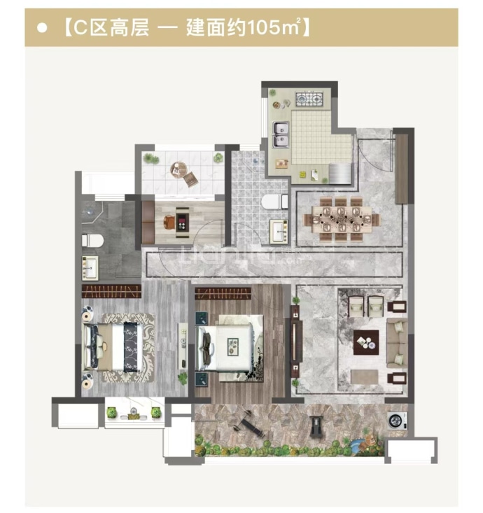 金雅恒水鑫城--建面 105m²