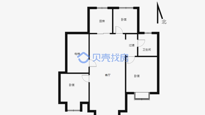 北京北路新天润精装三室房东诚意出售标准户型-户型图