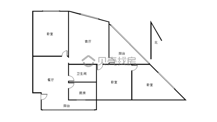 广寒路台洪小区，中间楼层，三室简装修，有证可以按揭-户型图