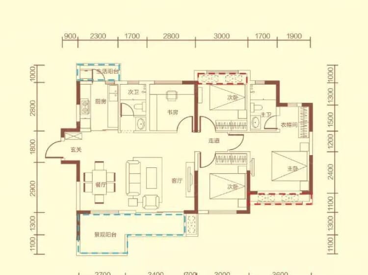 奥园玖俪湾4室2厅2卫户型图