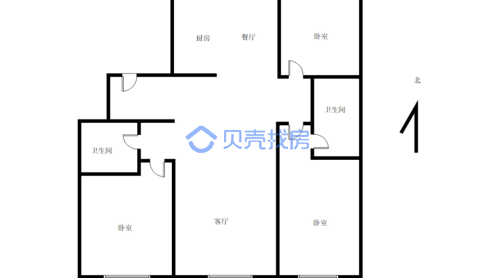 悦龙府电梯楼143.26平三室两卫77.5万可贷款-户型图
