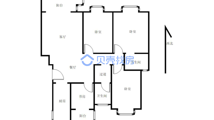 正黄珈蓝谷，四室两厅双卫，房屋明亮-户型图
