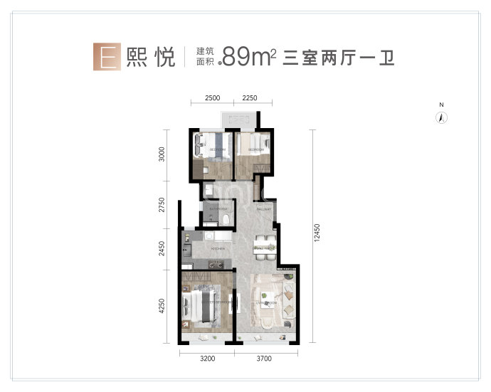 京能龙湖熙上--建面 89m²