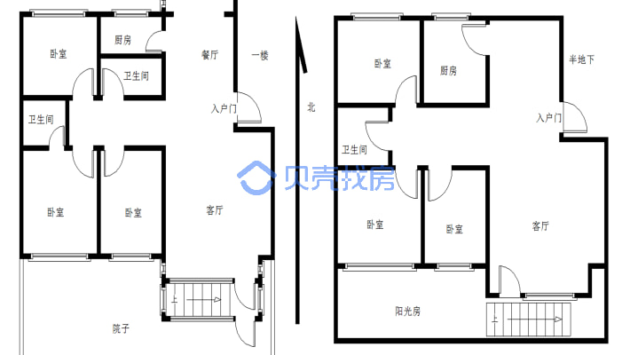 永茂水岸国际一期半地下带车库6室4厅3卫高性 价 比-户型图