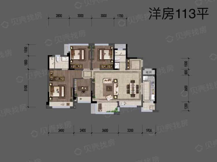 朗基香樾府(资阳)4室2厅2卫户型图