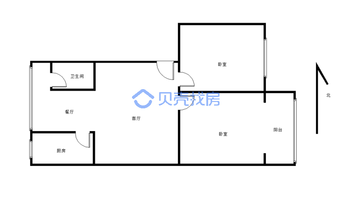 锦华公司宿舍 2室2厅 南-户型图