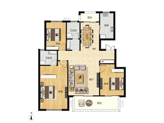 晋开四季城--建面 125.96m²