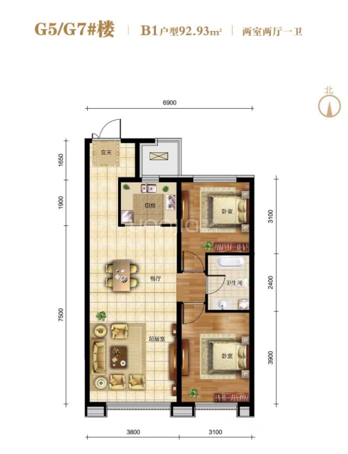 天赐水晶郦湾--建面 92.93m²