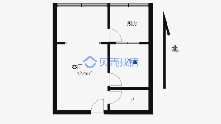 迎宾路，北京路地铁口，迎宾丽舍1室出售-户型图