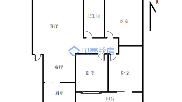 东坝新区单价划算的一套精装房拎包入住-户型图