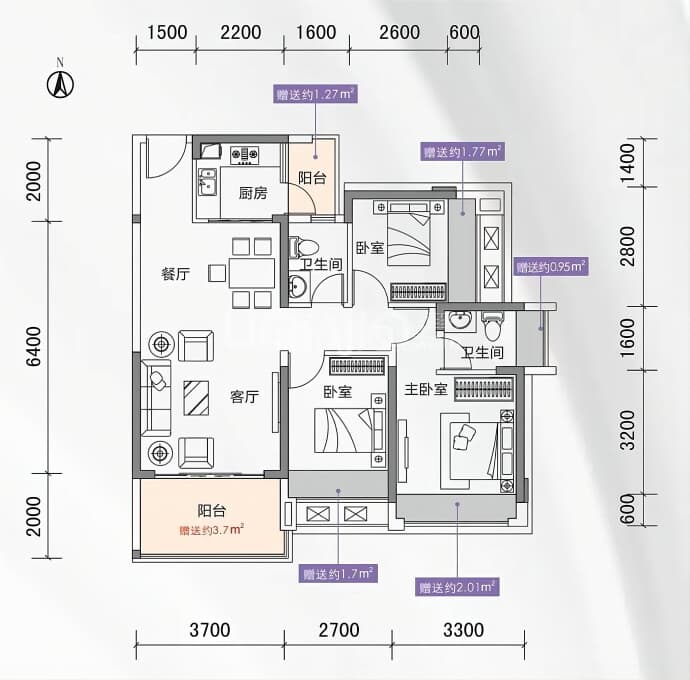 名城星颂--建面 93.98m²