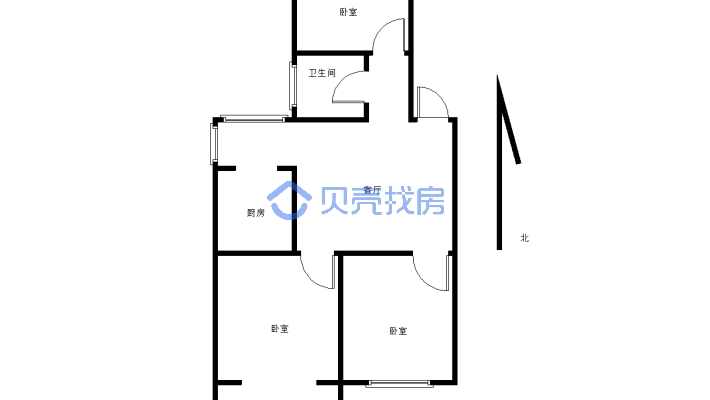 兴隆小区（红山区) 3室2厅 南 北-户型图