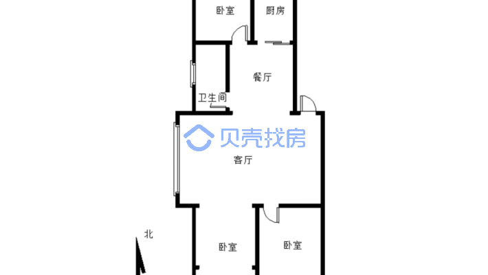 房子是南北通透边户独立卧室 采光好 过户小税-户型图