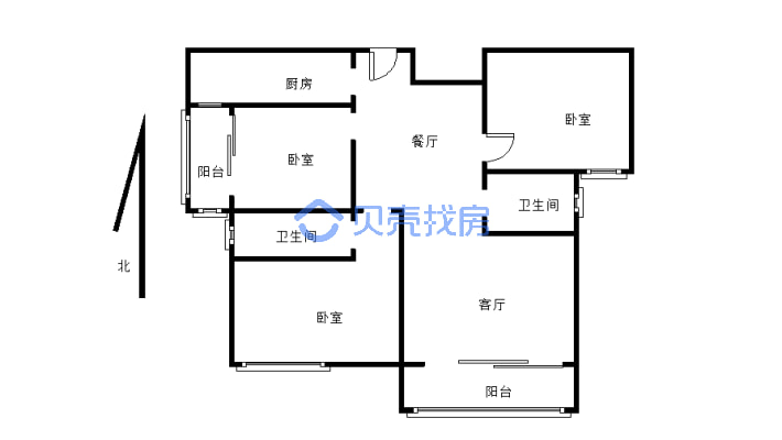 温馨大三房，全天采光，楼层好，-户型图