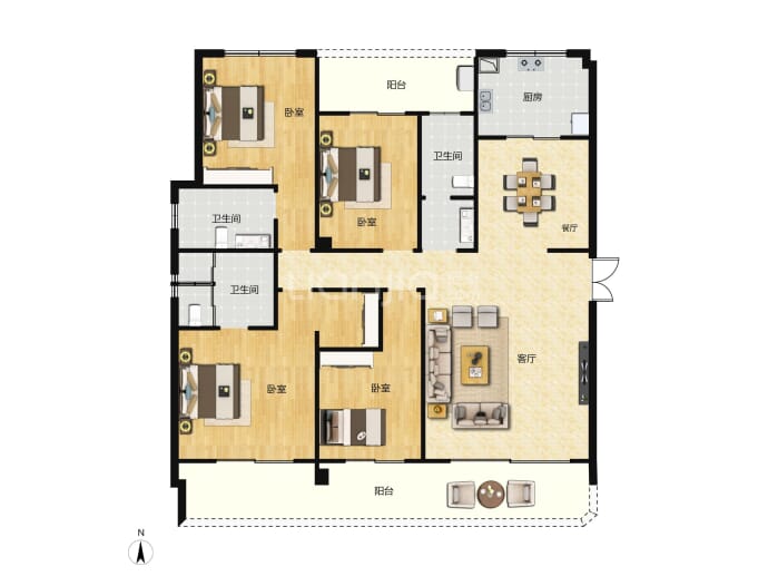 融政滨江名筑4室2厅3卫户型图