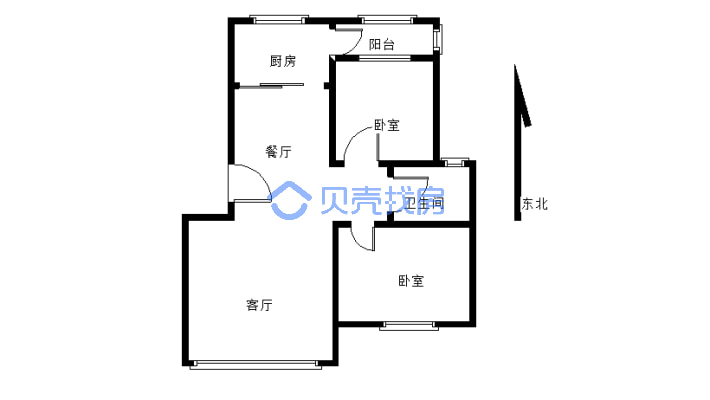 上江北 远达尚城  精装两室两厅一卫 急售-户型图