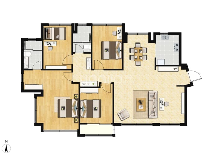 建发鲤悦4室2厅2卫户型图