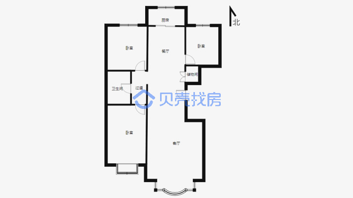 上海紫园 3室2厅 南 北-户型图