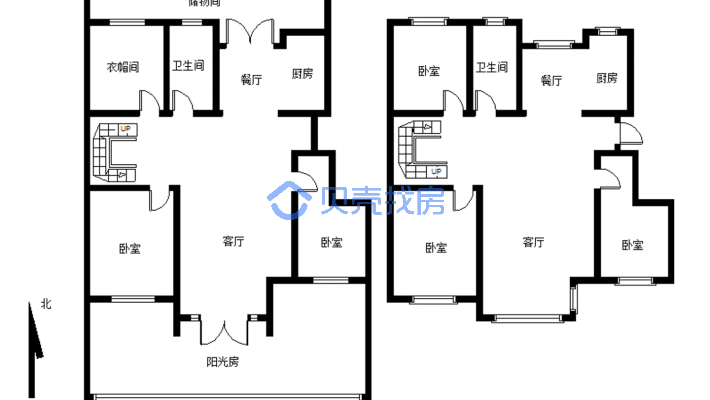 香格里拉 精装修 1楼带负一 品牌装修 阳光房-户型图