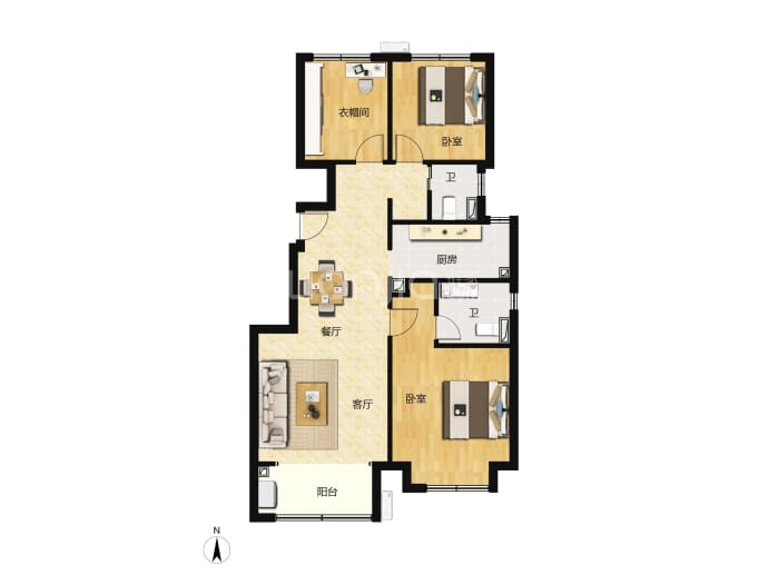 潮白河孔雀城润泽学府--建面 98m²