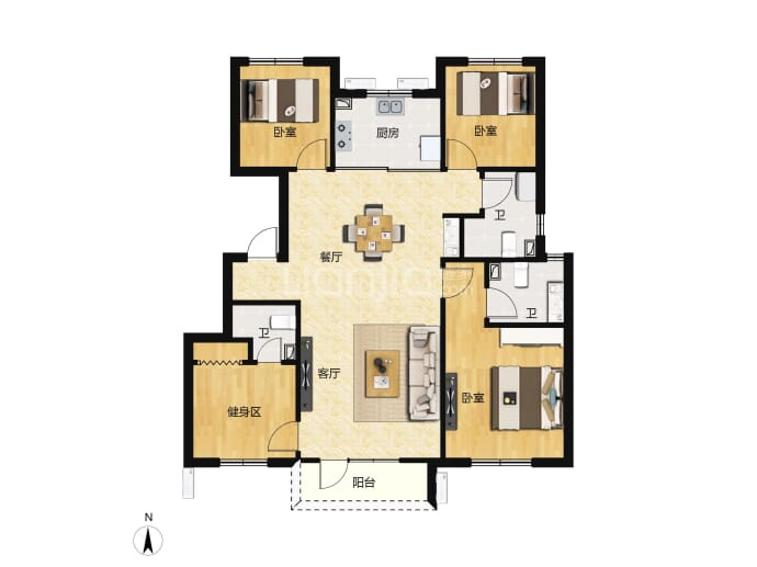 福美健康城公园郡--建面 137.93m²