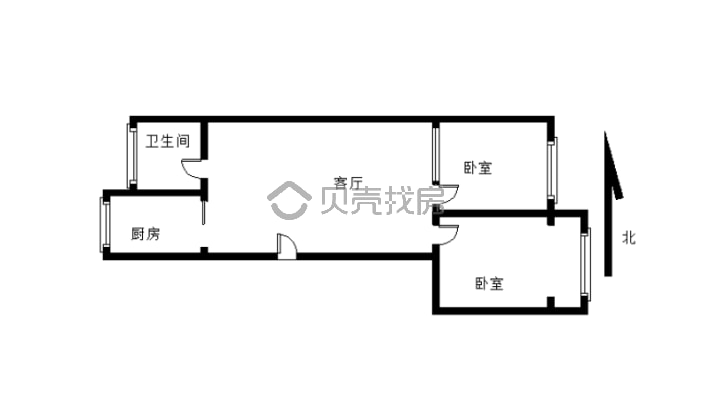 楼层好 精装修 位置优越 两室两厅 公摊面积小-户型图