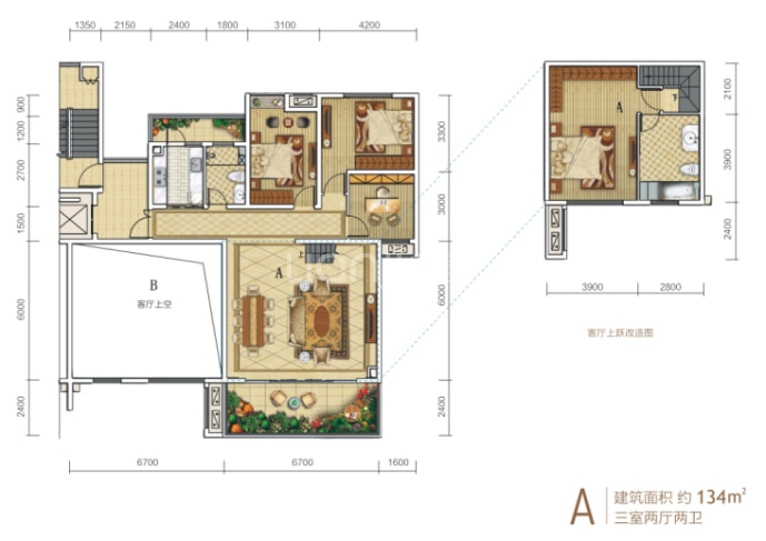 普达阳光国际康养度假区--建面 134m²