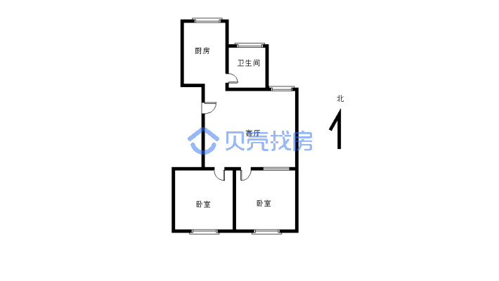 金景花语城 2室1厅 南 北-户型图