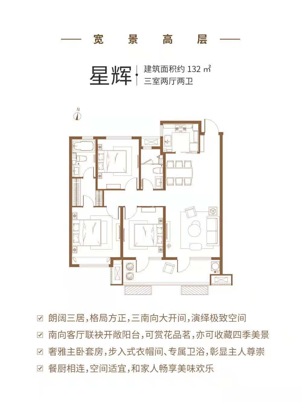 【红星天铂_青岛红星天铂楼盘】零居室户型图|3室2厅1厨2卫建面 132m