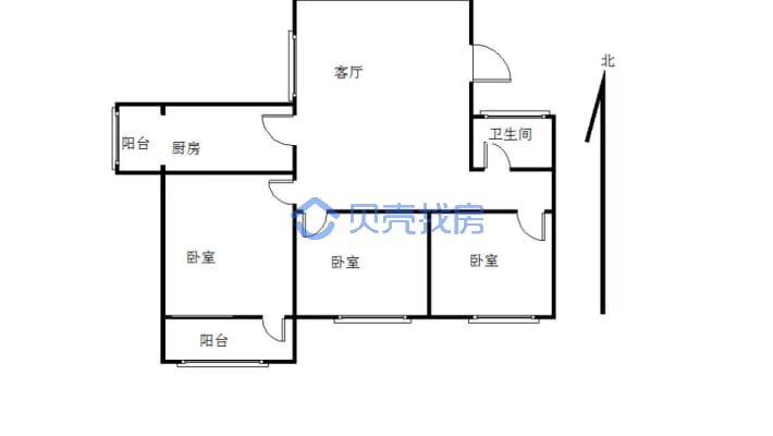 新龙新村3室  坡道3楼  3室朝南-户型图