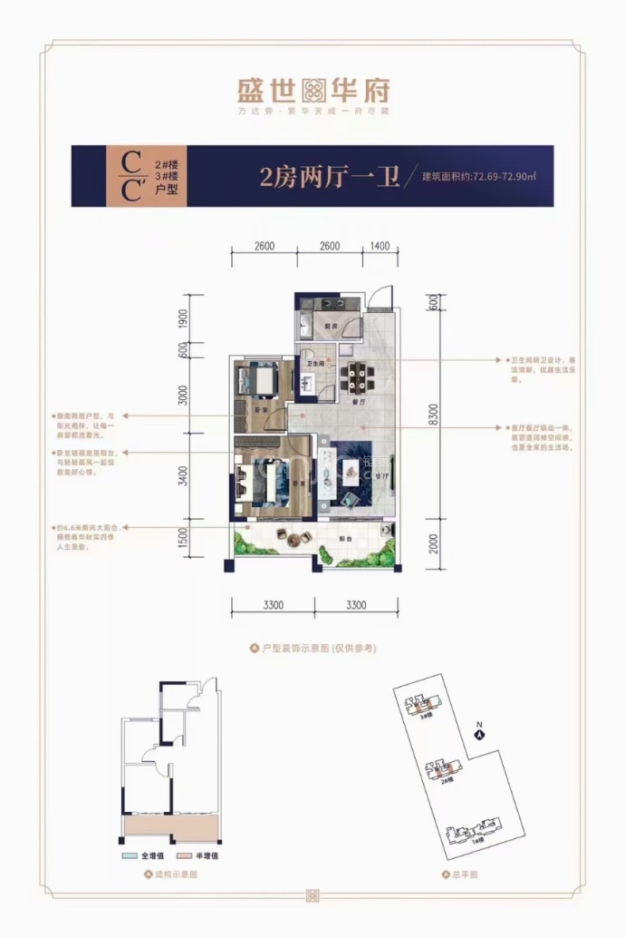 盛世华府--建面 72.69m²