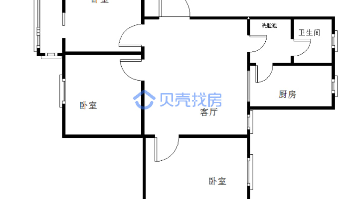 康泰南路51号 3室1厅 南 北-户型图