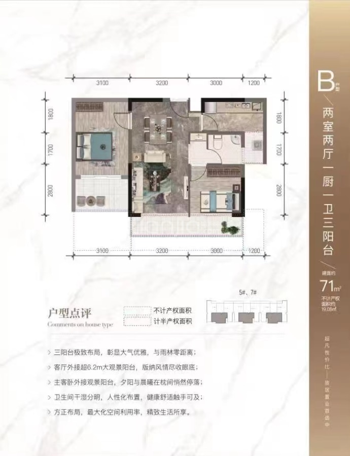 凯旋景园--建面 71m²