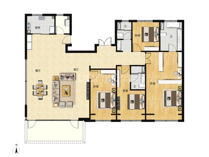 建投滨海云阙4室2厅3卫户型图
