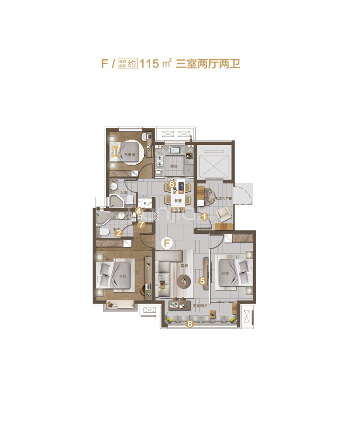 三叶公园--建面 115m²