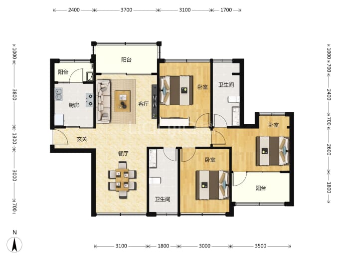 沙一御景珑庭--建面 105m²