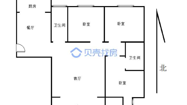 潘庄未来城A区120平三室两厅两卫毛坯房-户型图