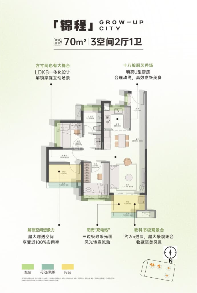 越秀大学星汇锦城--建面 70m²